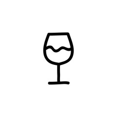 glass of wine doodle icon, vector illustration