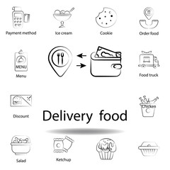 fast food delivery outline icon. Set of food illustration icon. Signs and symbols can be used for web, logo, mobile app, UI, UX on white background