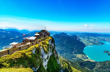 Schafberg by Sankt Wolfgang im Salzkammergut, Austria - obrazy, fototapety, plakaty