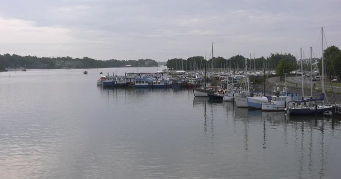 4K Helsinki Baltic Sea Finnish Bay lagoon, yachts, cruise liners view on cloudy summer day video in Finland, northern Europe