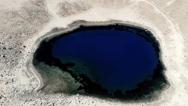 Aerial footage of vulcanic lake Lago de la Luna at the nevado de Toluca, Mexico