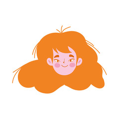 young woman face cartoon character female icon isolated design