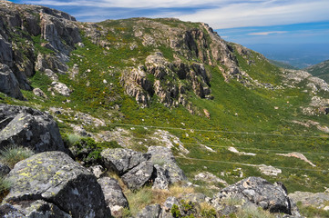  High-Rocky mountains covered with green grass 