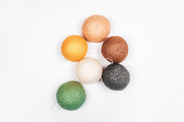 Zero waste concept flatlay with konjac sponges