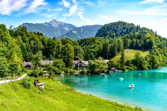 Wolfgangsee lake by in St Gilgen. Salzkammergut, Salzburg, Austria