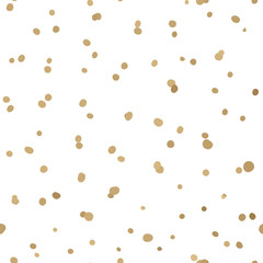 Fond à pois dorés. Modèle sans couture. Fond blanc, illustration vectorielle EPS 10