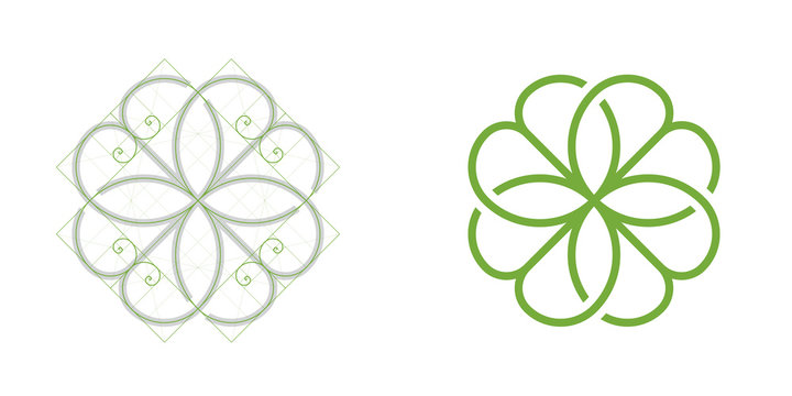 Clover Leaf Icon, Golden Ratio. Vector Illustration Isolated On White Background, EPS 10