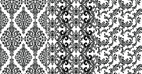 Set of Oriental  damask patterns for greeting cards and wedding invitations.