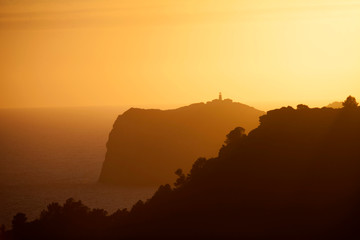 Sunset on the island of Mallorca. Dragonera Island. Andratx