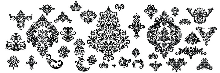 Oriental vector damask patterns for greeting cards and wedding invitations.

