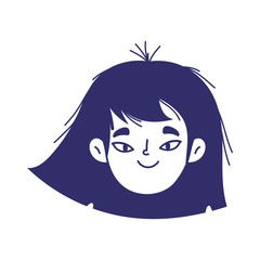 young woman face cartoon character female icon isolated design
