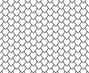 Fish, mermaid, dragon, snake scales. Black and white geometric pattern. Black and white minimal background. Kids abstract texture. Background for your design. Vector illustration.