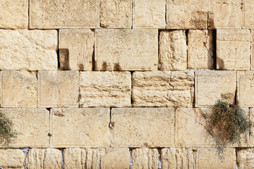 Detail of Western Wall in Jerusalem Old City, Israel
