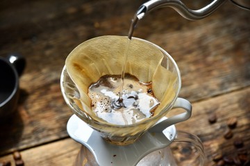 Alternative preparation of flavorful, delicious coffee. Coffee mood. Coffee composition.