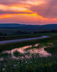 sunset over the river