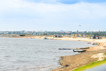 Fototapeta premium cloudy morning on the coast of asunción paraguay