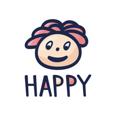 Happy Man character head Vector illustration design. Cartoon hand drawn head in doodle style. Hipster, handsome.