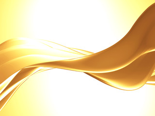 Golden abstract wavy liquid background