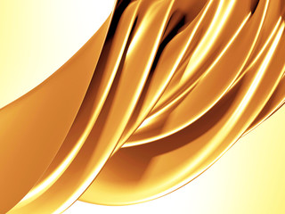 Golden abstract wavy liquid background