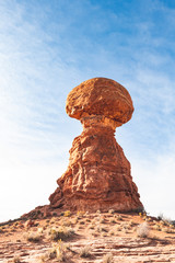 Balanced Rock at Arches National Park when Sun is rising