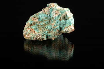 macro shooting of natural mineral stone - green Tirolite
