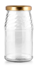 empty glass jar isolated on white with clipping path
