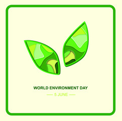 World environment day stylized leaf icon in the style of paper carving