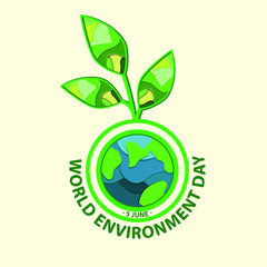 World environment day a stylized icon of a planet through which a flower sprouts