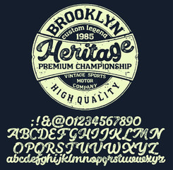 Fototapeta premium Vintage brush script lettering font, handwritten calligraphic alphabet. Textured unique brush in alphabet style. Vector Illustration.