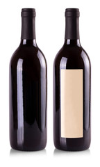  red wine bottles on white background