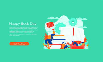 happy book day vector illustration concept template background can be use for presentation web banner UI UX landing page