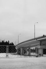 black and white photo of road