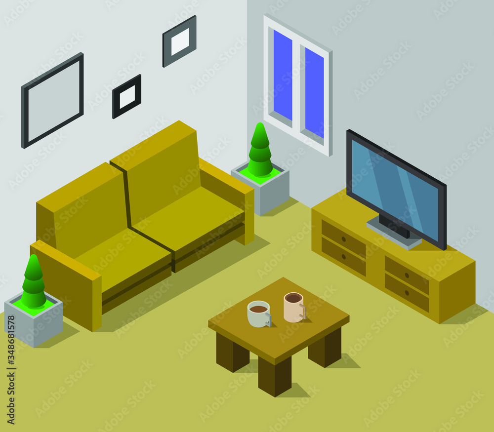 Canvas Prints isometric lounge room