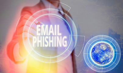Conceptual hand writing showing Email Phishing. Concept meaning Emails that may link to websites that distribute malware Elements of this image furnished by NASA
