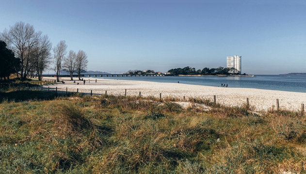 Vigo, Spain - January 25: View of Vao beach.