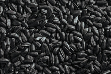 black sunflower seeds background.  