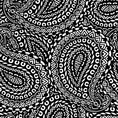 Seamless pattern based on traditional oriental paisley elements, Indian, Turkish, Persian cucumber. Suitable for textiles, fabrics, wallpapers, wrapping paper.