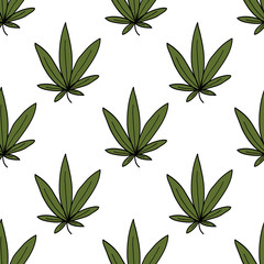 marijuana leaf seamless doodle pattern