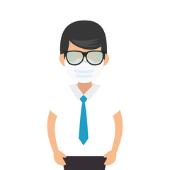 businessman using face mask isolated icon vector illustration design