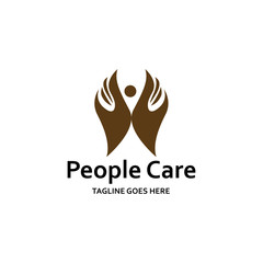 People care logo. People protection icon. Vector illustration
