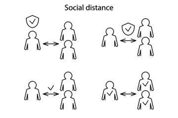 Social distance icon, keep a safe distance