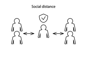 Social distance icon, keep a safe distance