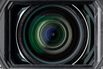 zoom lens of video camcorder, close-up view