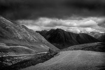 Dramatic mountain view road in Alaska