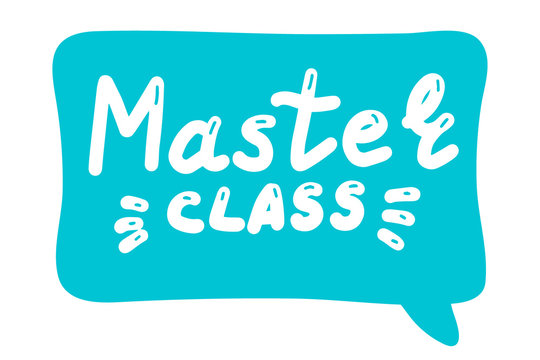 Master class, online education concept. Logo, badge, poster, banner template. Lettering calligraphy illustration. Vector eps handwritten brush trendy sticker with text isolated on white background.