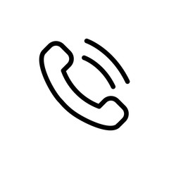 Vector Black Telephone Icon On White Background.