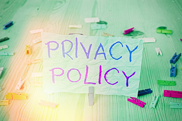 Word writing text Privacy Policy. Business photo showcasing Document that explains how an organization handles clients