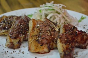 meat steak shish kebeb tahini