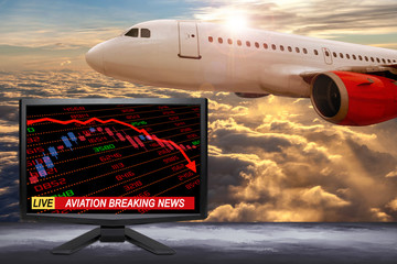 Live Aviation Business Crisis Breaking News Update on TV With Stock Indicators