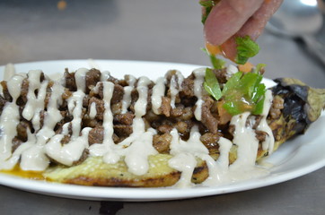 meat steak shish kebeb tahini
